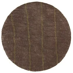 Rond vloerkleed - Leora Natural Cotton Shaggy (bruin/olijf)
