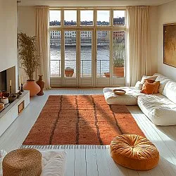 Hoogpolig vloerkleed - Leora Natural Cotton Shaggy (oranje/bruin)
