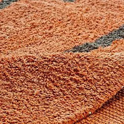 Rond vloerkleed - Leora Natural Cotton Shaggy (oranje/bruin)