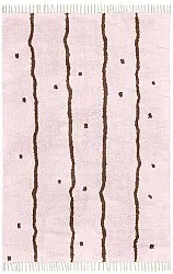 Hoogpolig vloerkleed - Leora Natural Cotton Shaggy (roze/bruin)