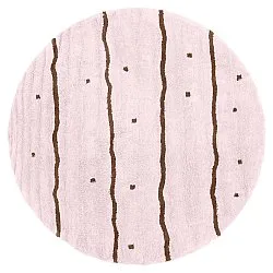 Rond vloerkleed - Leora Natural Cotton Shaggy (roze/bruin)