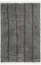 Hoogpolig vloerkleed - Leora Natural Cotton Shaggy (zwart/bruin)