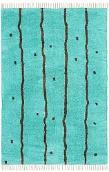 Hoogpolig vloerkleed - Leora Natural Cotton Shaggy (turkoois/bruin)