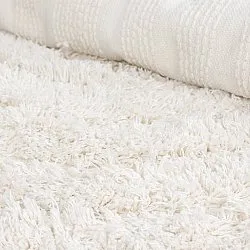 Hoogpolig vloerkleed - Lindos Natural Cotton Shaggy (wit)