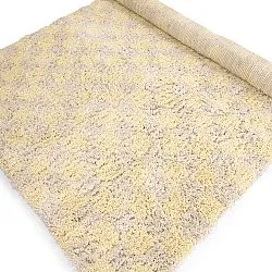 Hoogpolig vloerkleed - Methoni Check Cotton Shaggy (crème/lichtgeel)