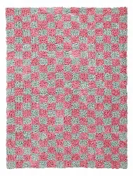 Hoogpolig vloerkleed - Methoni Check Cotton Shaggy (lichtblauw/lichtroze)
