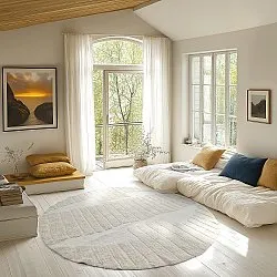 Rond vloerkleed - Rani Natural Cotton Shaggy (gebroken wit)