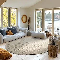 Rond vloerkleed - Sivia Natural Cotton Shaggy (beige)