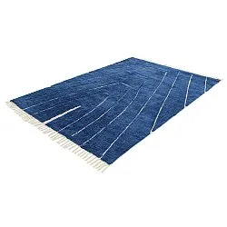 Hoogpolig vloerkleed - Sivia Natural Cotton Shaggy (blauw)