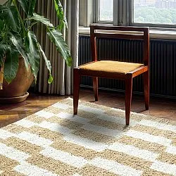 Hoogpolig vloerkleed - Tamri (beige/wit)