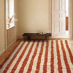Hoogpolig vloerkleed - Thira Stripe Cotton Shaggy (lichtgeel/lichtoranje)