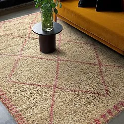 Hoogpolig vloerkleed - Tiznit (beige/roze)