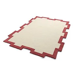 Wollen-vloerkleed - Agra Hand Tufted Wool Premium (crème/rood)