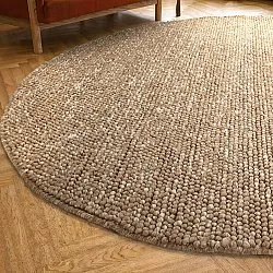 Rond vloerkleed - Avafors Wool Bubble (lichtbruin/wit)