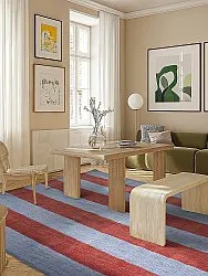 Wollen-vloerkleed - Garine (blauw/rood)