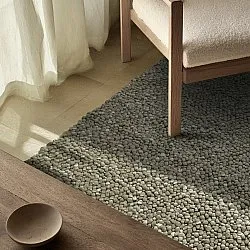 Wollen-vloerkleed - Sala Irregular Wool Bubble (mosgroen/wit melange)