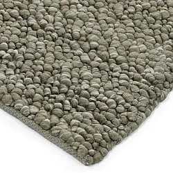 Wollen-vloerkleed - Sala Irregular Wool Bubble (mosgroen/wit melange)