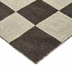 Wollen-vloerkleed - Scacco (zwart/beige)