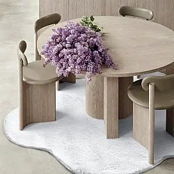 Rond Golvend Vloerkleed - Aranga Super Soft Fur (wit)