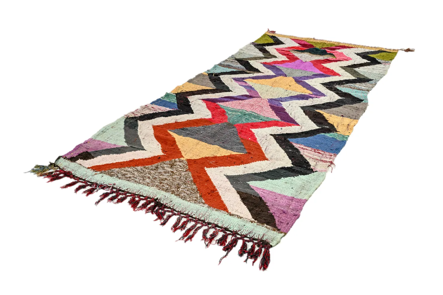 Marokkaanse Berber tapijt Boucherouite 140 x 305 cm