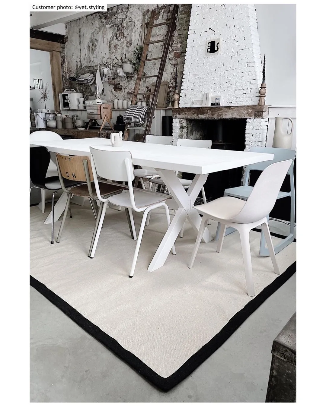 Sisal-vloerkleed - Agave (zwart/offwhite)