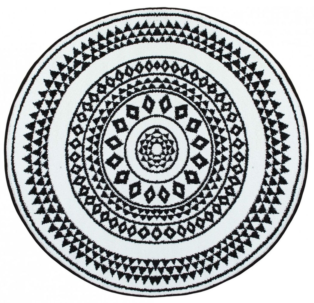 Ronde vloerkleden - Aztek (zwart/wit)