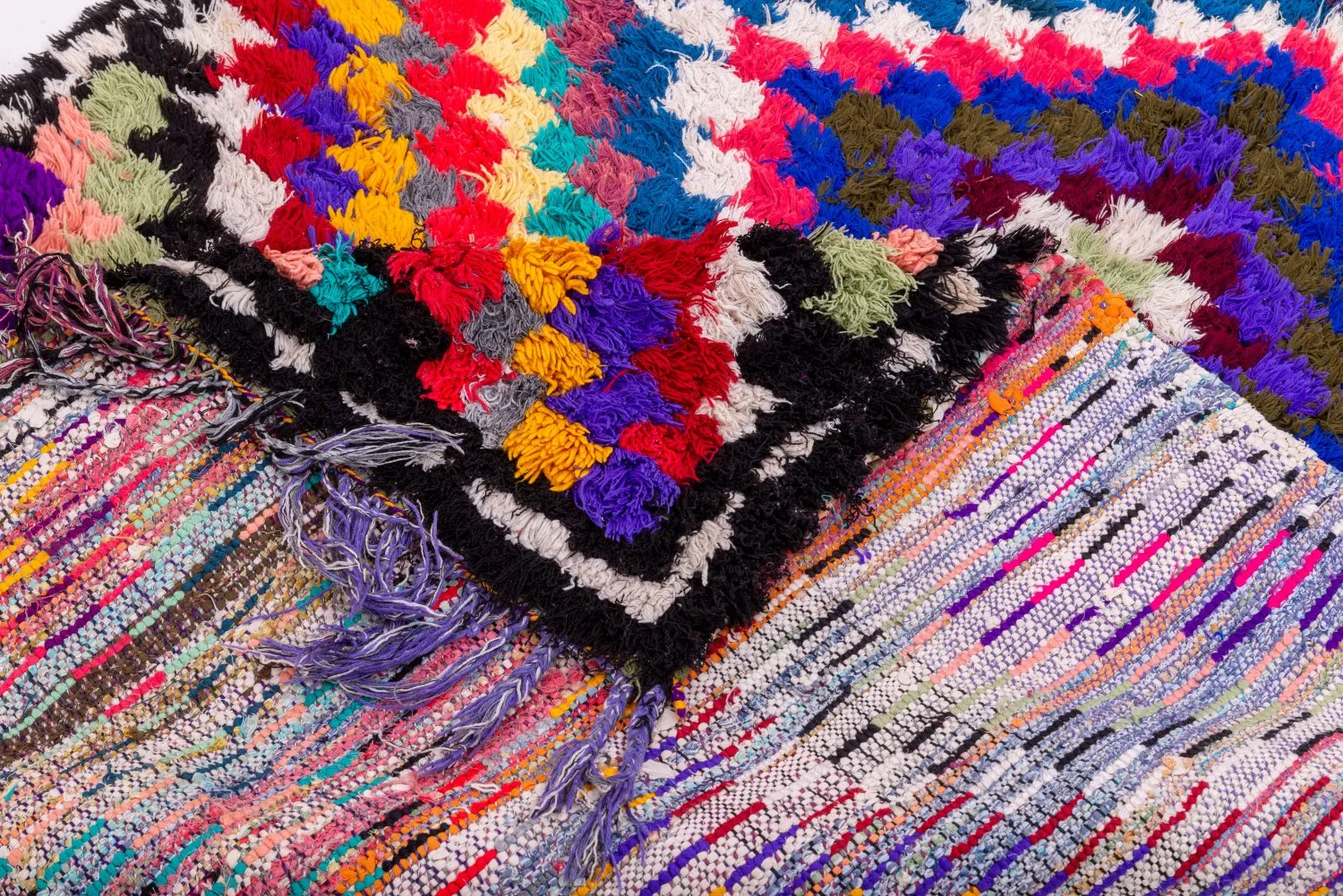 Marokkaanse Berber tapijt Boucherouite 225 x 125 cm