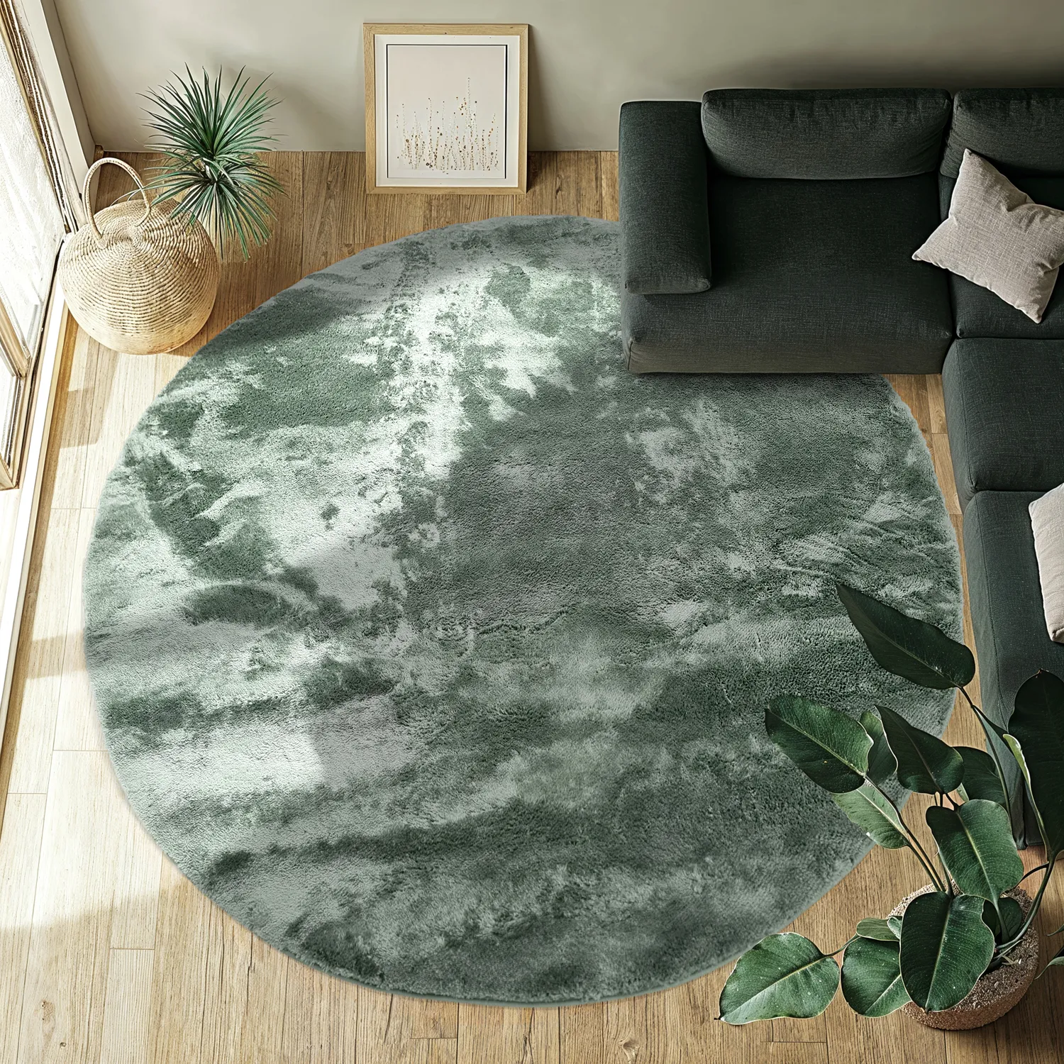 Ronde vloerkleden - Aranga Super Soft Fur (groen)