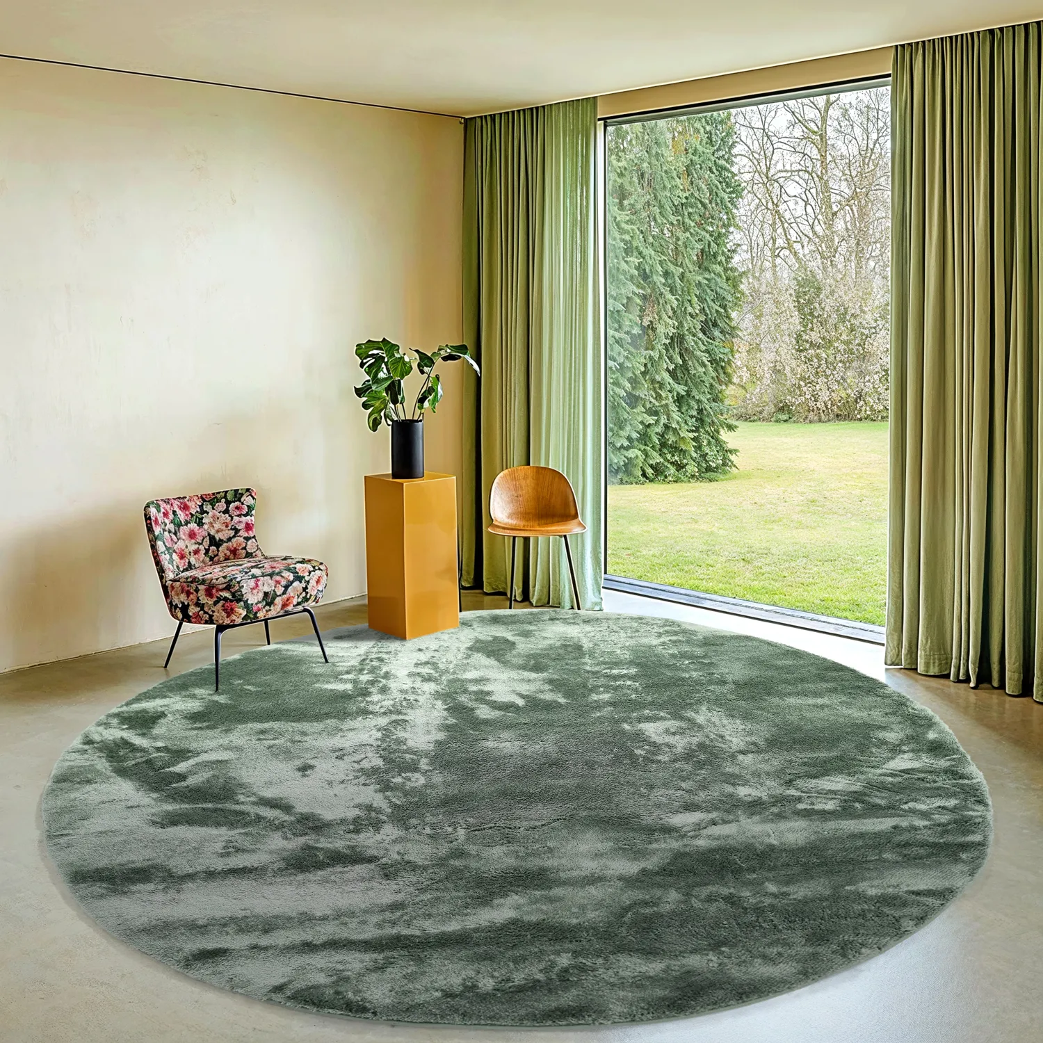 Ronde vloerkleden - Aranga Super Soft Fur (groen)