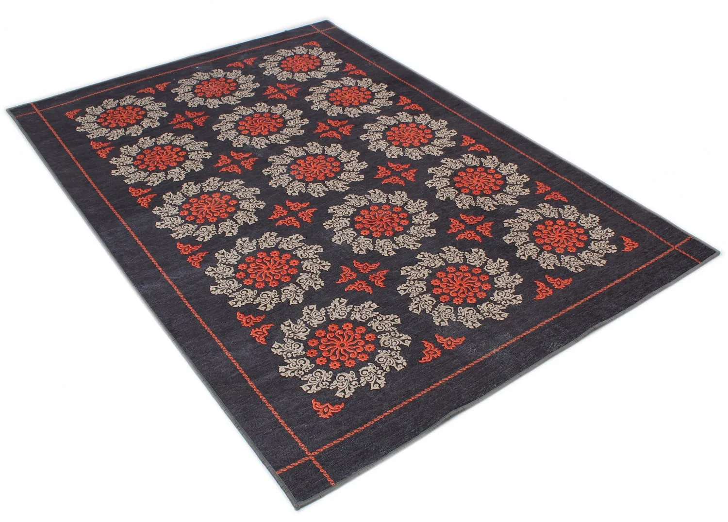 Wilton - Florina (grijs/blauw/oranje)