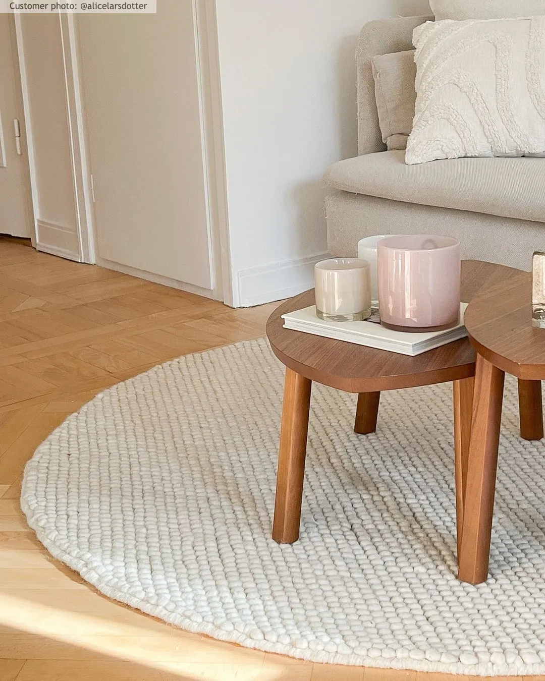 Ronde vloerkleden - Avafors Wool Bubble (beige)