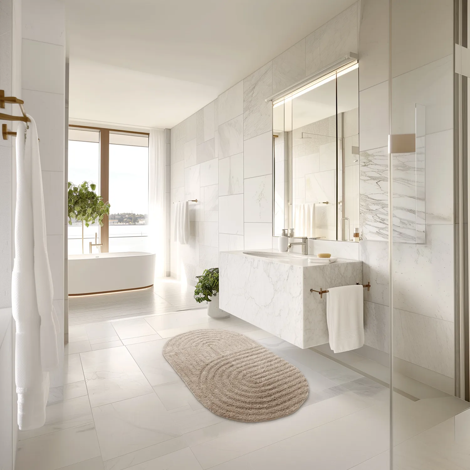 Ovale badmat - Embla (beige)