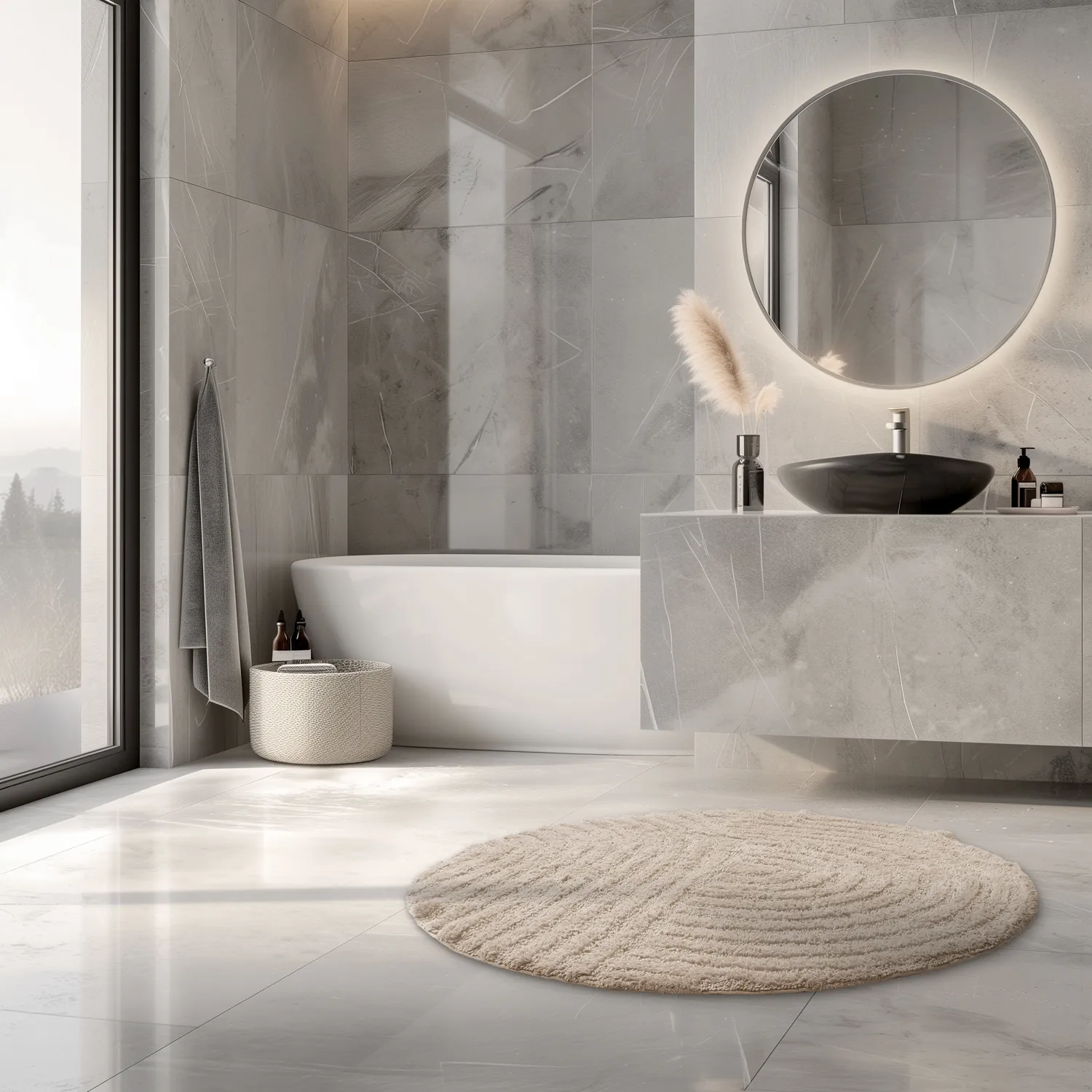 Ronde Badmat - Embla (beige)