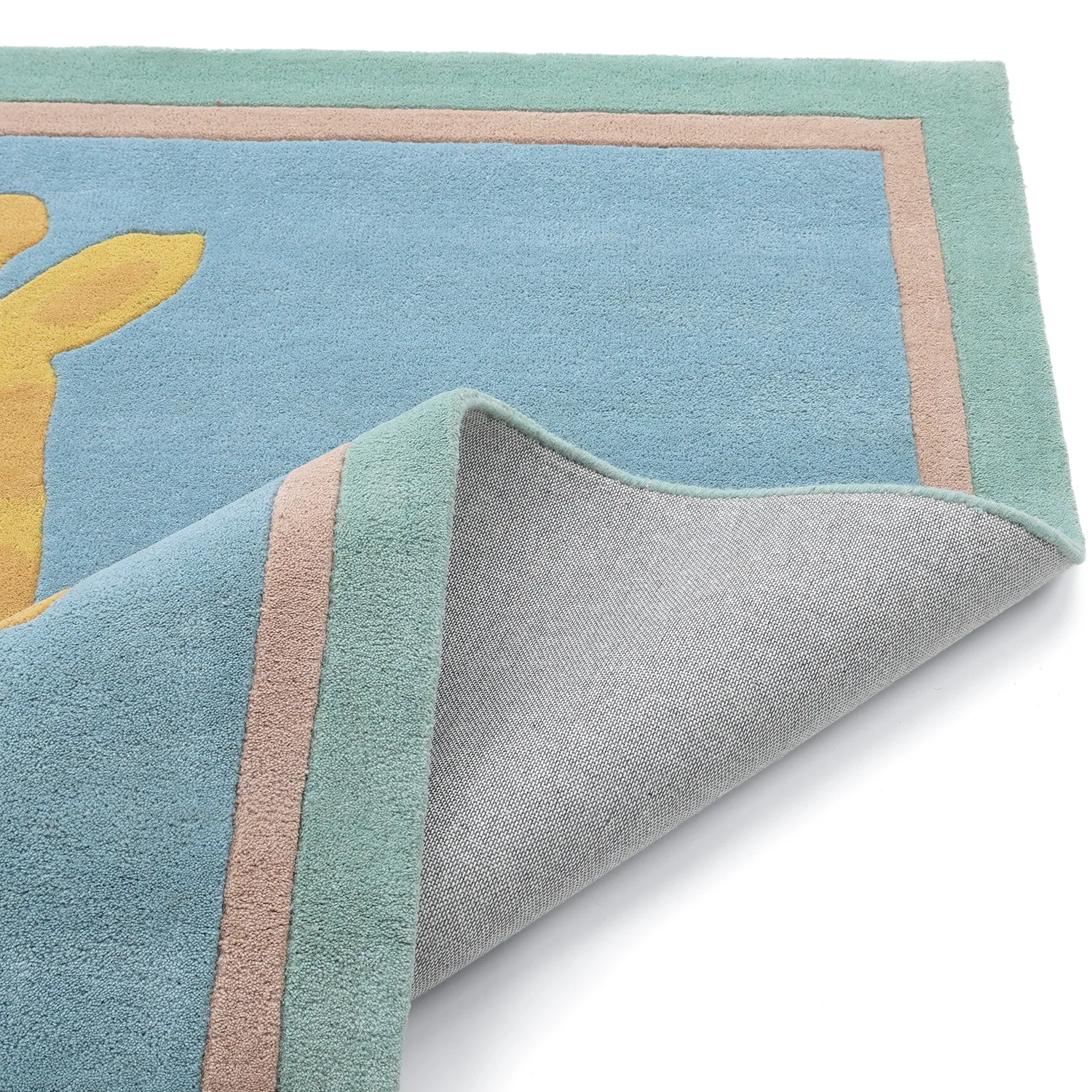 Kinderkleed - Giraffe Hand Tufted Wool Premium (lichtblauw/multi)