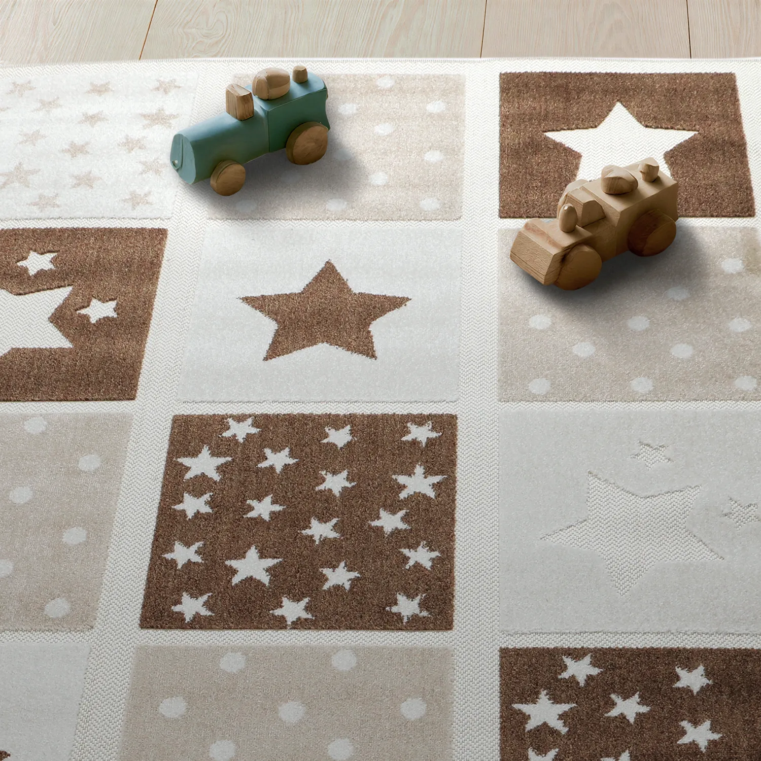 Kinderkleed - Star Grid (crème/bruin)