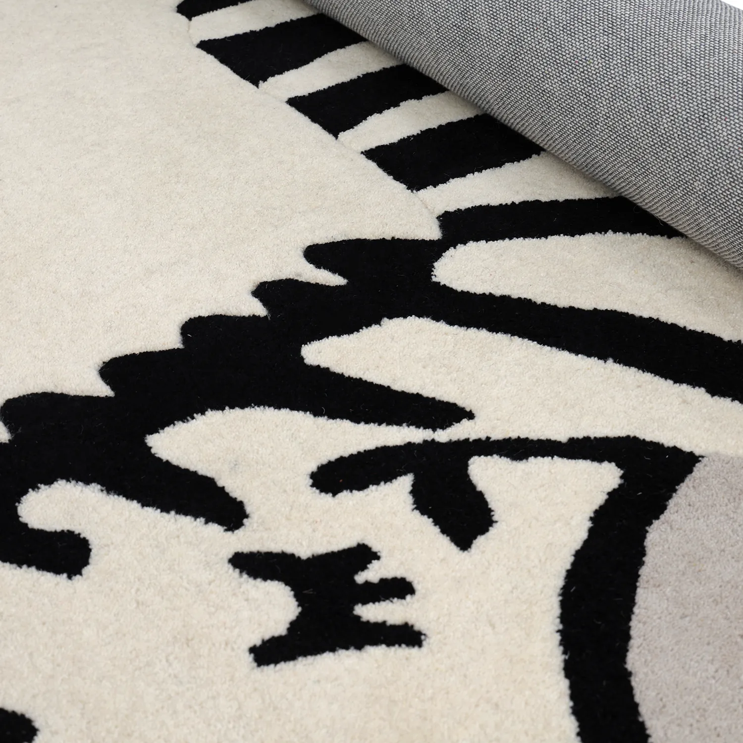 Kinderkleed - Zebra Hand Tufted Wool Premium (beige/zwart)