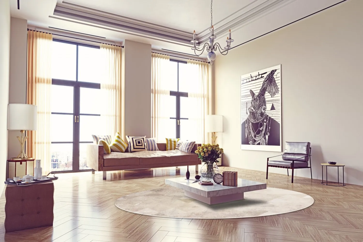 Rond vloerkleed - Porto (beige)