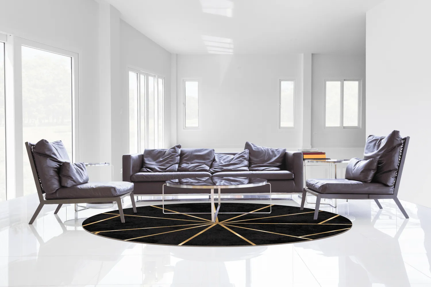 Rond vloerkleed - Bellizzi (zwart)