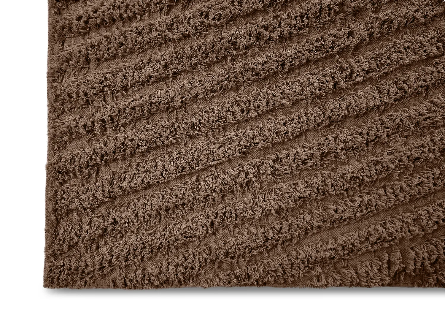 Hoogpolig vloerkleed - Kendra Natural Cotton Shaggy (bruin)