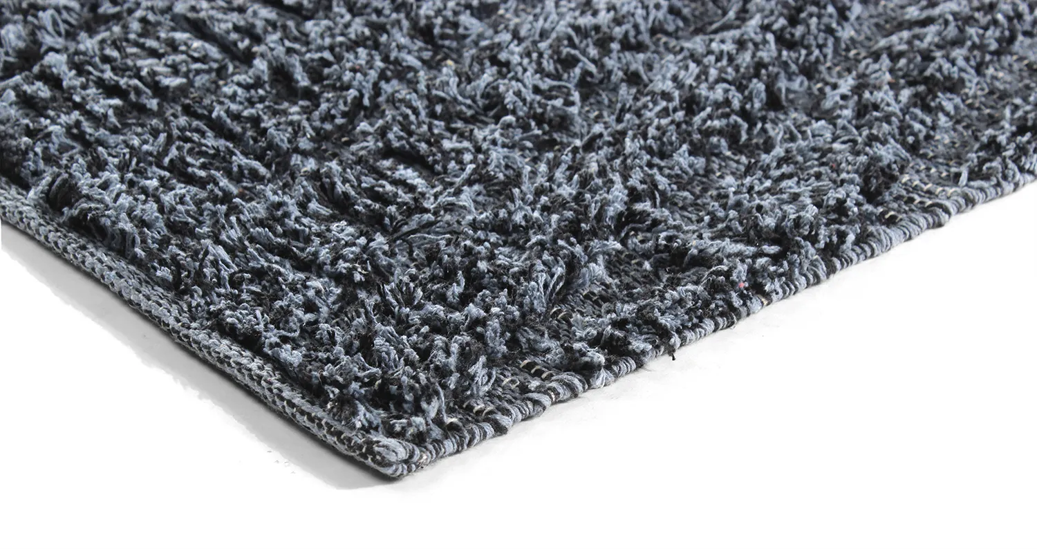 Hoogpolig vloerkleed - Kendra Natural Cotton Shaggy (grijs/zwart)