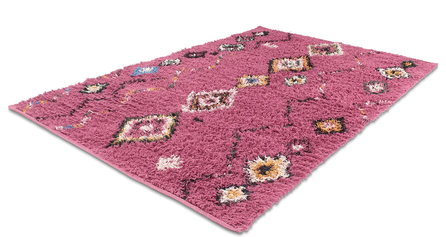 Hoogpolig vloerkleed - Nyle Natural Cotton Shaggy (roze/multi)