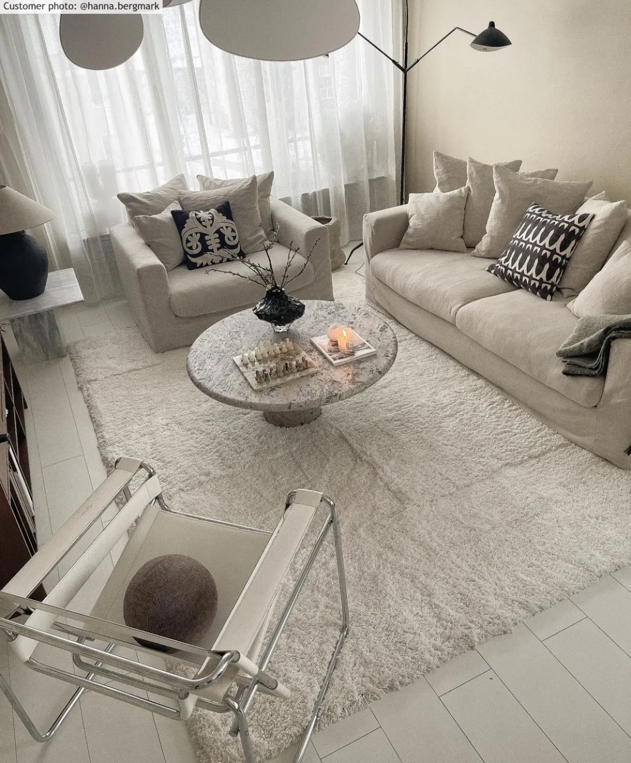 Hoogpolig vloerkleed - Cannes (wit)