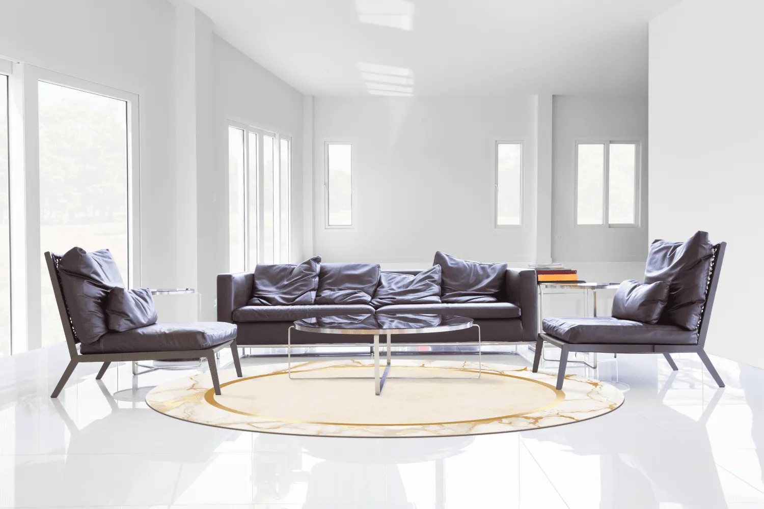 Rond vloerkleed - Cerasia (beige/wit/goud)
