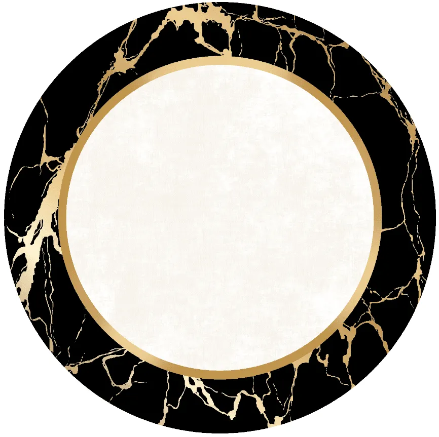 Rond vloerkleed - Cerasia (zwart/wit/goud)