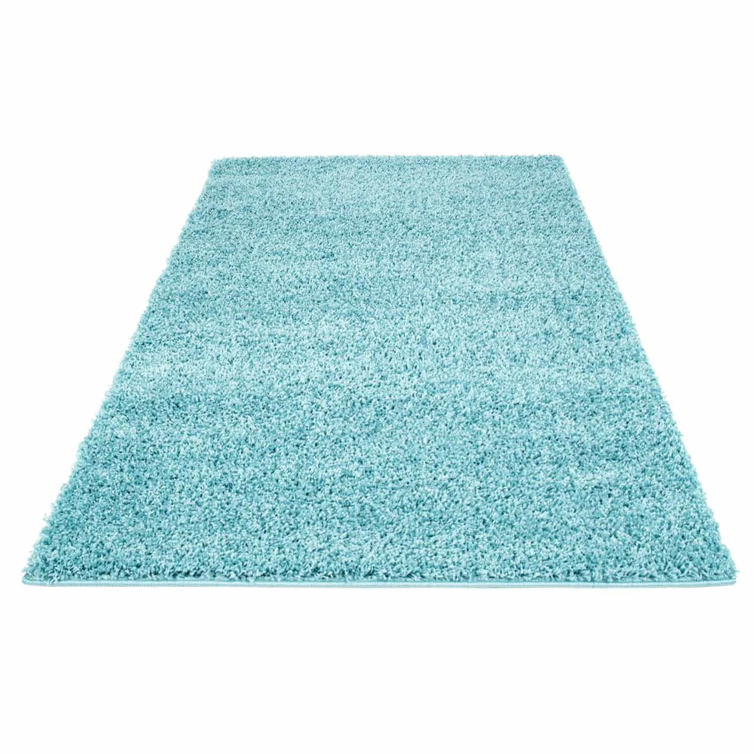 Hoogpolig vloerkleed - Trim (turkoois)