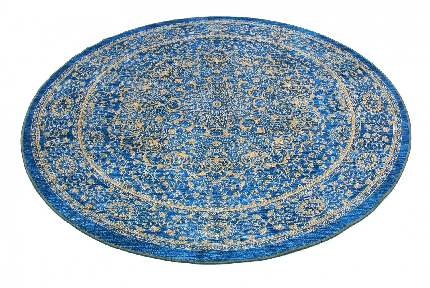 Rond vloerkleed - Vinadio (blauw/goud)