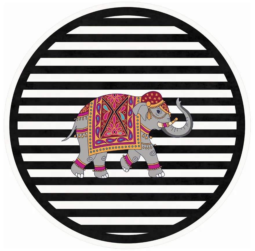 Rond vloerkleed - Develi (zwart/wit)