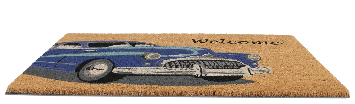 Deurmat - Car (blauw)