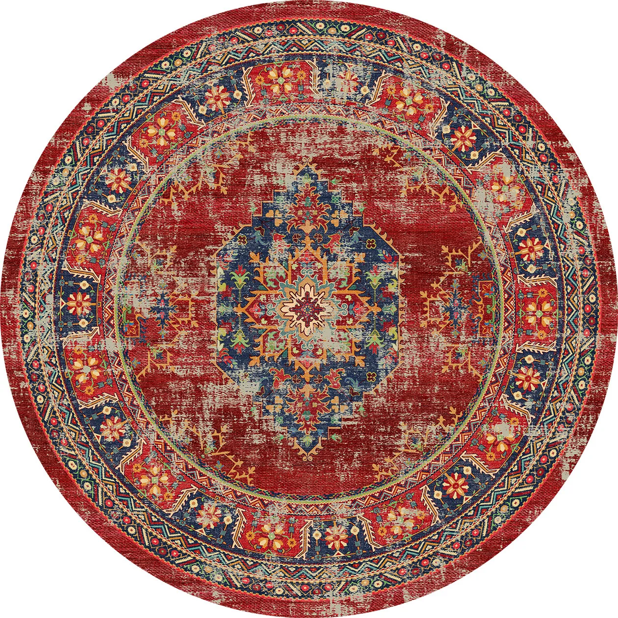 Rond vloerkleed - Soussi (rood/multi)