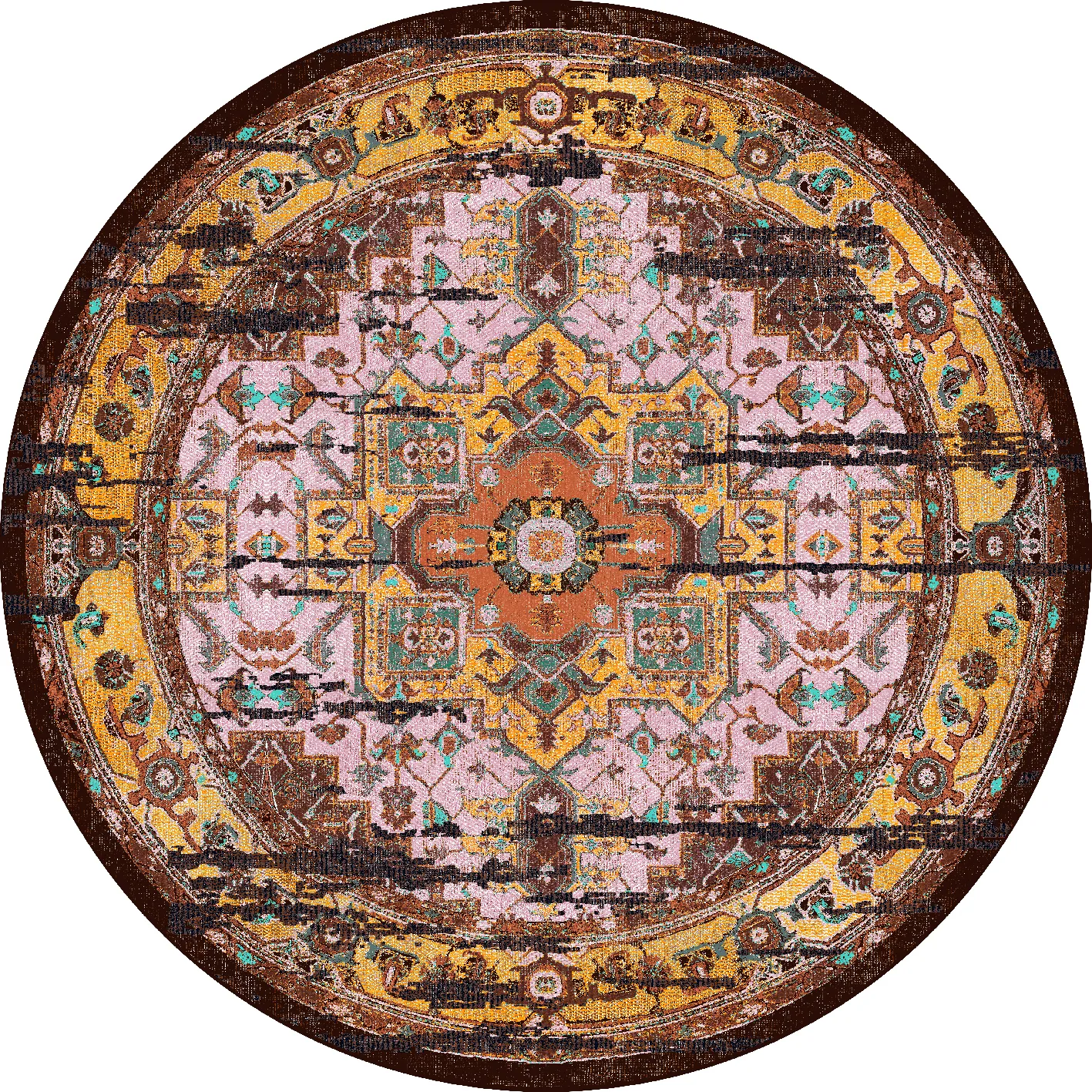 Rond vloerkleed - Darnah (geel/multi)